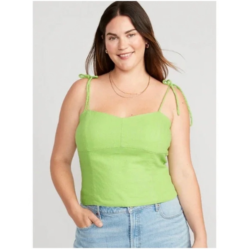 Old Navy Green Linen Corset Style Tank
